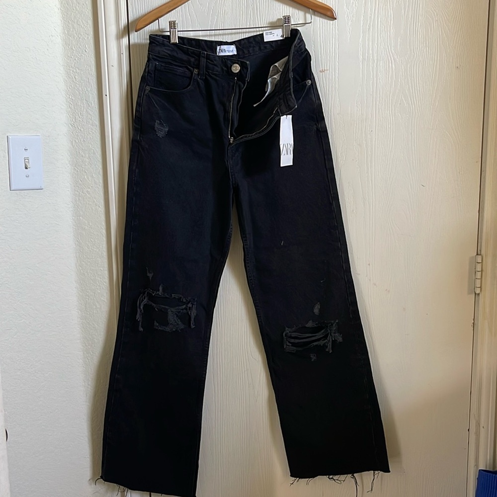 High waist black denim jeans New